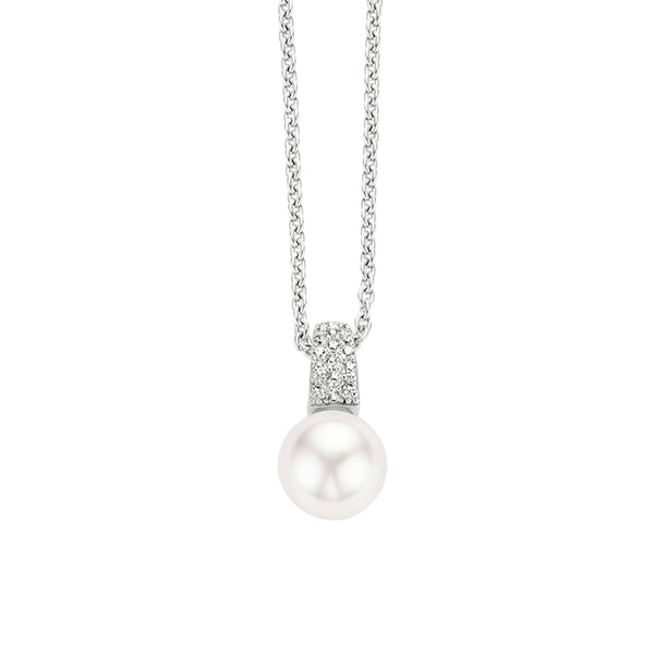 TI SENTO Collana donna in argento con pendente perla bianca e zirconi bianchi 3877PW