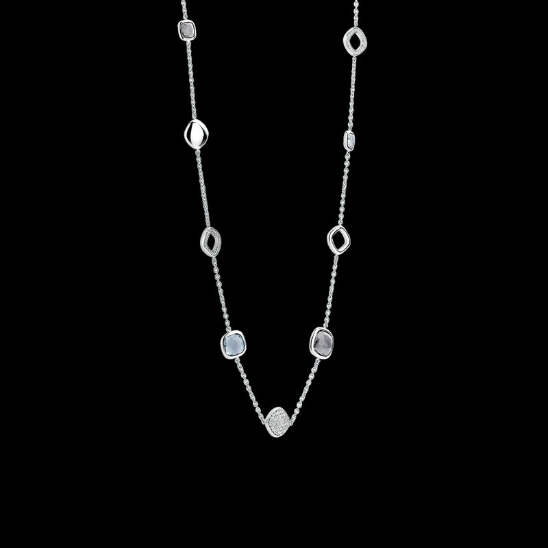 TI SENTO Collana donna in argento con pietre color grigio-azzurro e cristalli bianchi 3930BG Variante2