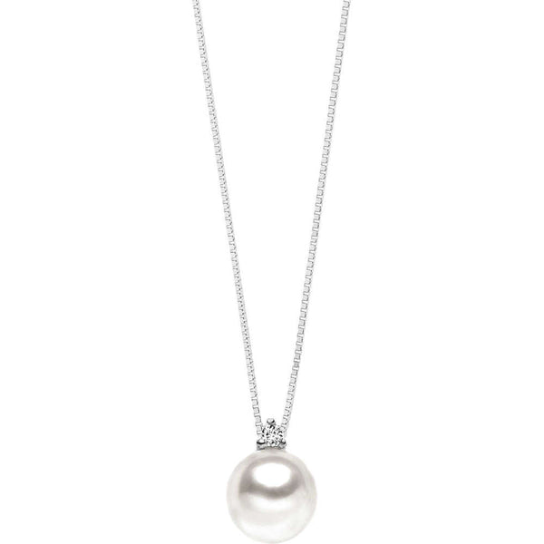 Collana Donna Perle in Oro Bianco con Diamante COMETE GLP 434