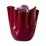 fazzoletto medio venini esterno rosso sangue di bue e interno rosa cipria in vetro soffiato di Murano 700.02
