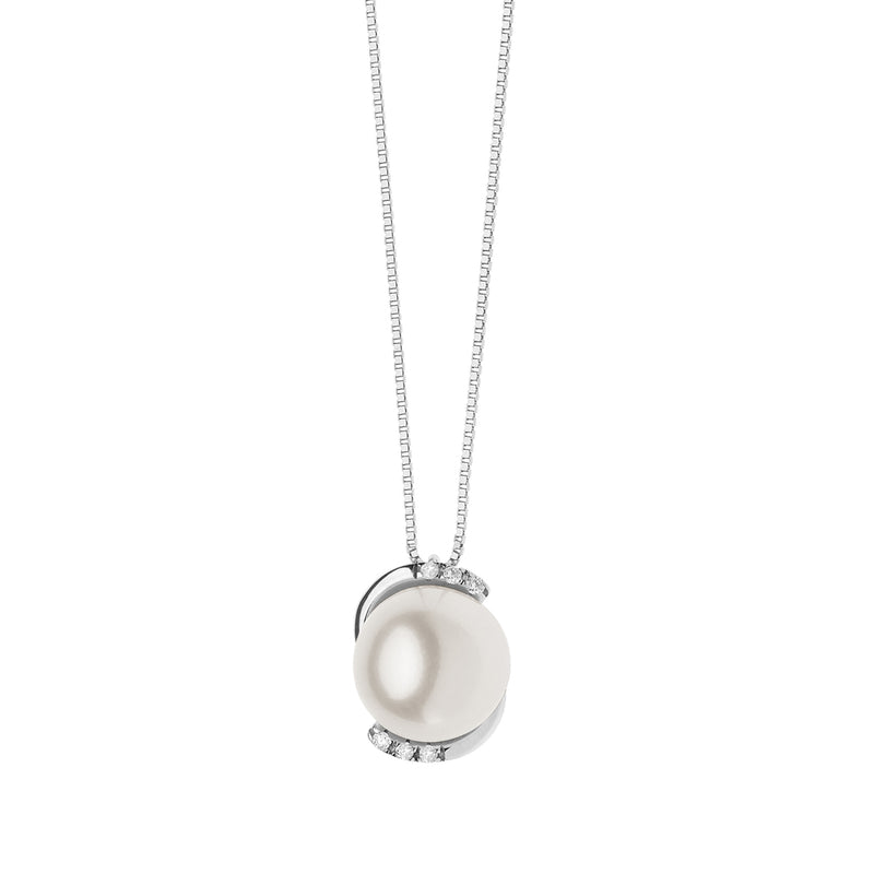 Collana Donna Perle in Oro Bianco con Diamante COMETE GLP 545Variante 1