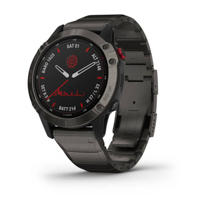 Orologio Smartwatch Garmin Unisex Cassa Rotonda in Acciaio Nero Quadrante Nero e Cinturino in Titanio 010-02410-23