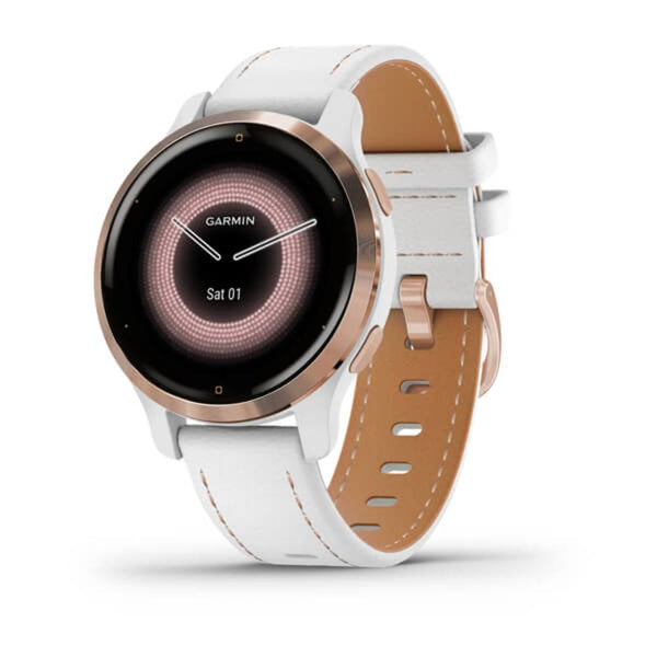 Orologio Smartwatch Garmin Unisex Cassa Rotonda e Cinturino in Pelle Bianco 010-02429-23