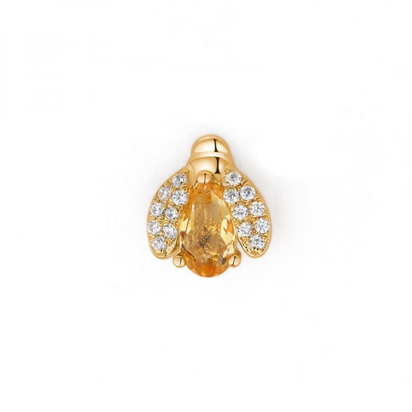 Mono orecchino donna Rosato in oro giallo 9 kt a forma di ape con pietra gialla e diamanti RGAO010