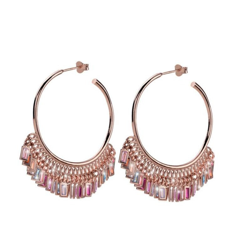 orecchini Maria Cristina Sterling cerchi in argento rosè con pendenti in cristalli multicolore G3944R