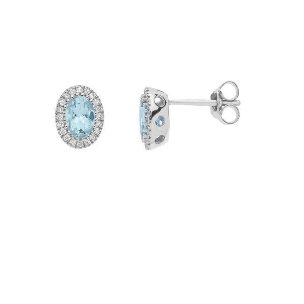 Orecchini donna Comete in oro bianco con aquamarine taglio ovale di Ct. 0,90 contornati da diamanti ORQ 250