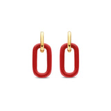 Orecchini pendenti TI SENTO con due maglie unite, una color rosso e l'altra in argento dorato 7843CR Variante1