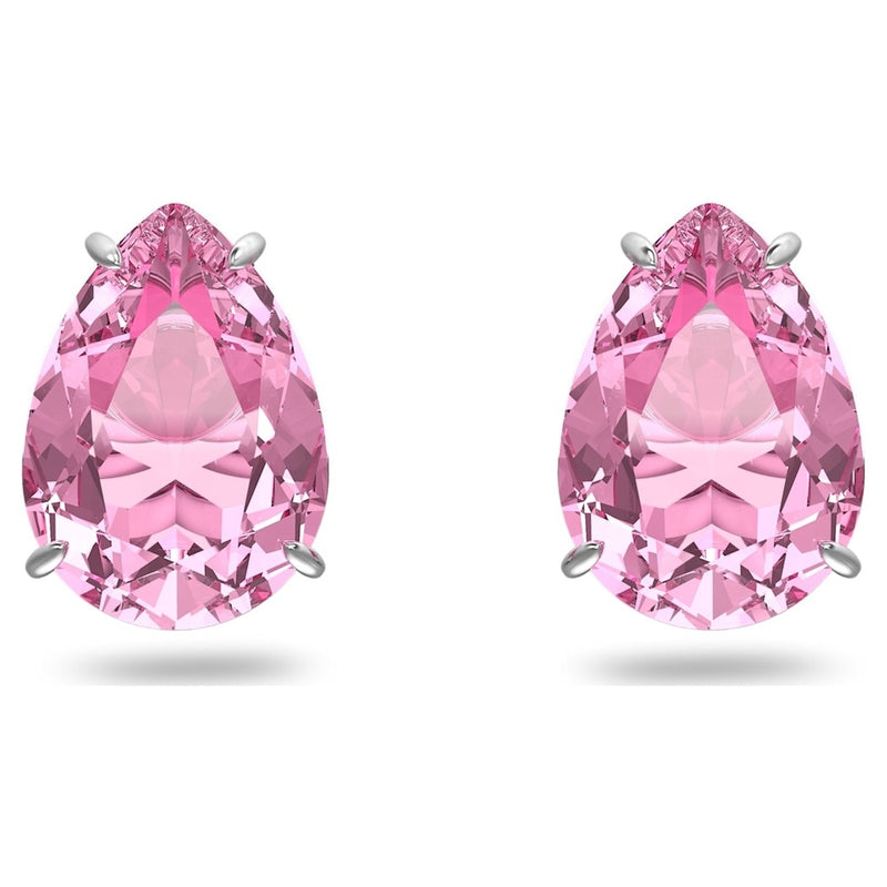 SWAROVSKI orecchini a lobo in metallo rodiato con cristalli a goccia rosa 5614455