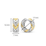 TI SENTO Orecchini cerchi con lavorazione intrecciata in argento bicolore con zirconi 7884ZY Dimensioni