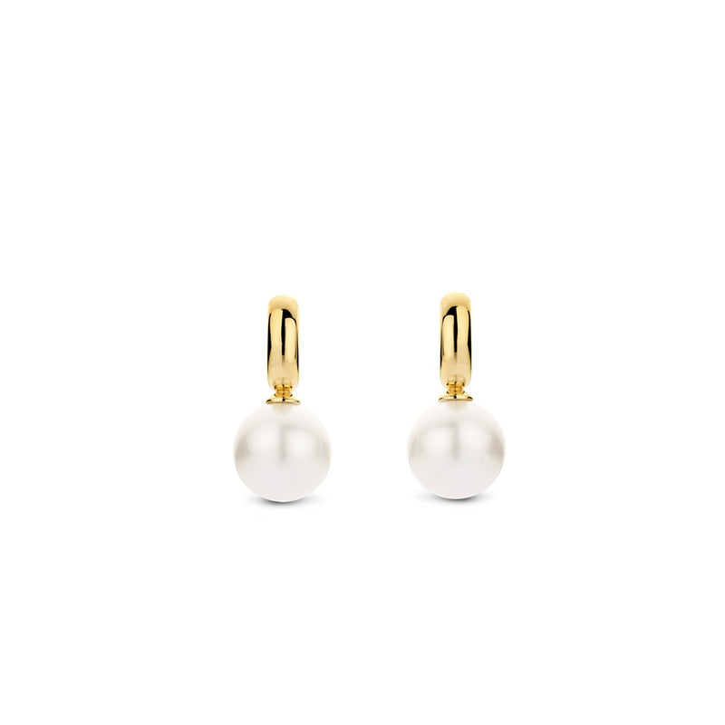 Orecchini Ti Sento pendenti in argento dorato con perle in madreperla bianche 7871PW Variante1