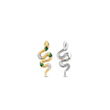 Orecchini pendenti Ti Sento a forma di serpente in argento pdorato con zirconi bianchi e color smeraldo 7827EM Variante2