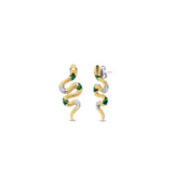 Orecchini pendenti Ti Sento a forma di serpente in argento pdorato con zirconi bianchi e color smeraldo 7827EM Variante1