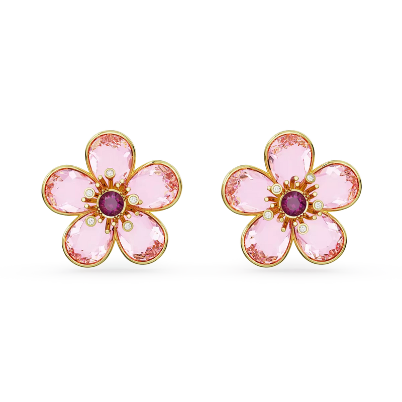 SWAROVSKI orecchini a fiore con cristalli rosa in metallo placcato oro 5656635