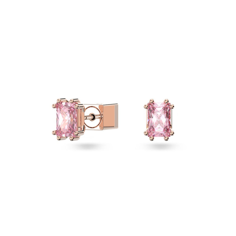 SWAROVSKI orecchini a lobo in metallo placcato oro rosa con zirconi Cushion rettangolari rosa 5639136 Variante