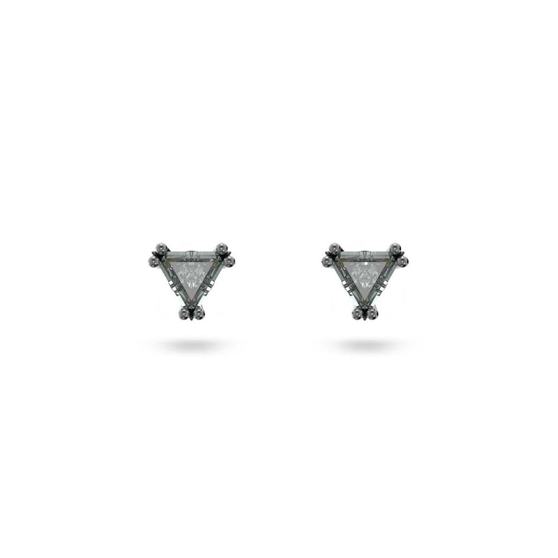 SWAROVSKI orecchini a lobo in metallo placcato rutenio con zirconi triangolari grigi 5639137