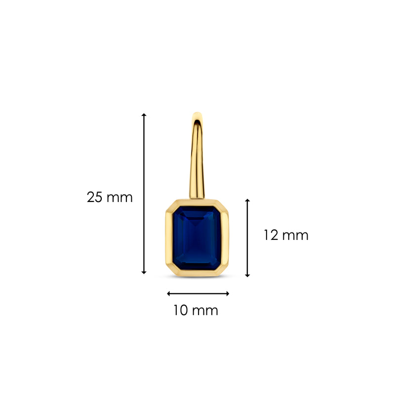 Orecchino singolo Ti Sento pendente in argento dorato con cristallo blu 7892BL Dimensioni