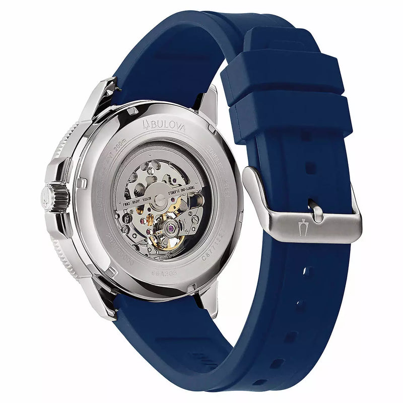 BULOVA orologio uomo Marine Star automatico quadrante blu e cinturino in silicone blu 96A303 Variante