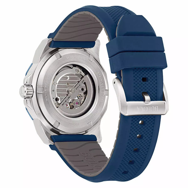 BULOVA orologio uomo Marine Star automatico quadrante blu e cinturino in silicone blu 98A303 Variante