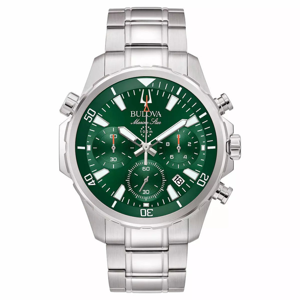 Bulova Orologio Uomo Cronografo Al Quarzo 98B355 - Cinturino In Pelle, Cassa 44mm, Argento, Grigio - 3 ATM, Garanzia 2 Anni