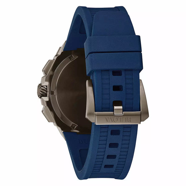 BULOVA Orologio al Quarzo Cronografo Uomo con Quadrante Blu e Cinturino in Gomma Blu 98B357 Variante