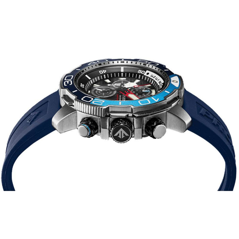 orologio citizen promaster aqualand cronografo, quadrante nero ghiera blu e cinturino in silicone blu BJ2169-08E Variante2