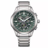 CITIZEN Orologio da uomo Eco-drive cronografo, data, cassa e cinturino in supertitanio quadrante verde AT2530-85X