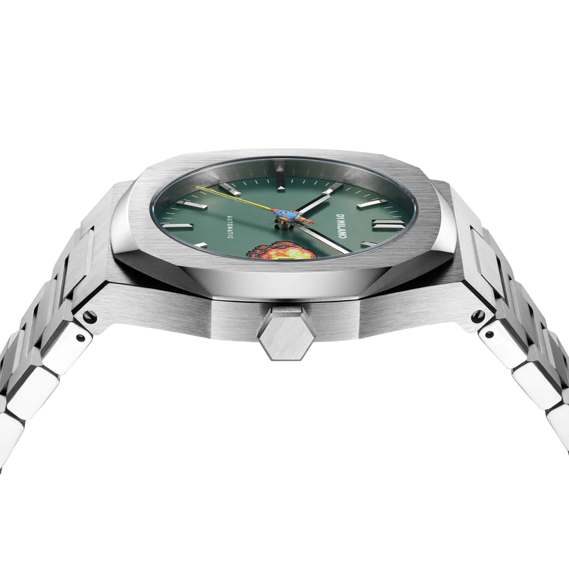 Orologio D1 Milano da Uomo Automatico Solo Tempo Cassa e Cinturino in Acciaio Quadrante Verde ATBJ13 Variante