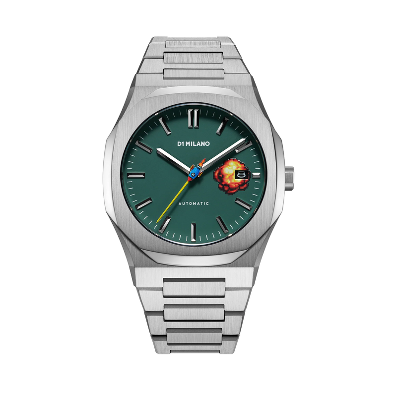 Orologio D1 Milano da Uomo Automatico Solo Tempo Cassa e Cinturino in Acciaio Quadrante Verde ATBJ13