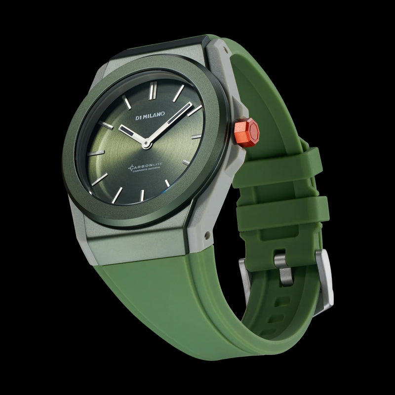 D1 Milano orologio unisex al quarzo cassa rotonda quadrante verde e cinturino in silicone verde CLRJ06 Variante2