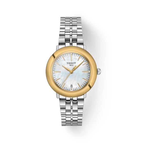 Orologio al Quarzo Tissot da Donna con Cassa in acciaio 316 L con lunetta in oro giallo 18 carati Quadrante Madreperla T9292104111601