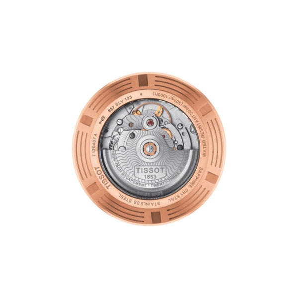 Orologio Automatico Tissot da Uomo con Cassa in acciaio 316 L con trattamento Pvd oro rosa Quadrante Nero T1204073705101 dettaglio 2