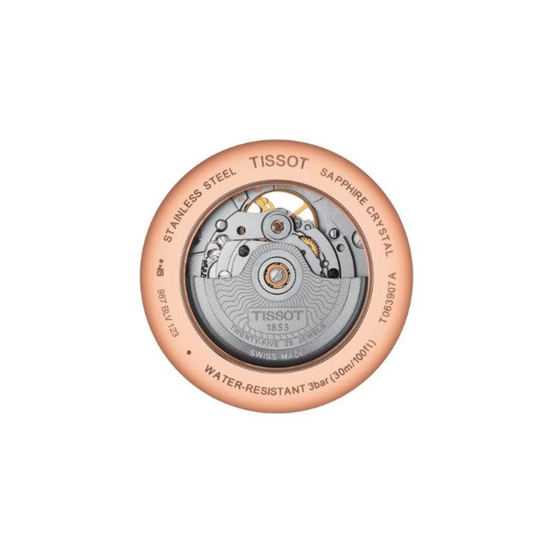 Orologio Automatico Tissot da Uomo con Cassa in acciaio 316 L con trattamento Pvd oro rosa Quadrante Antracite T0639073606800 dettaglio 2