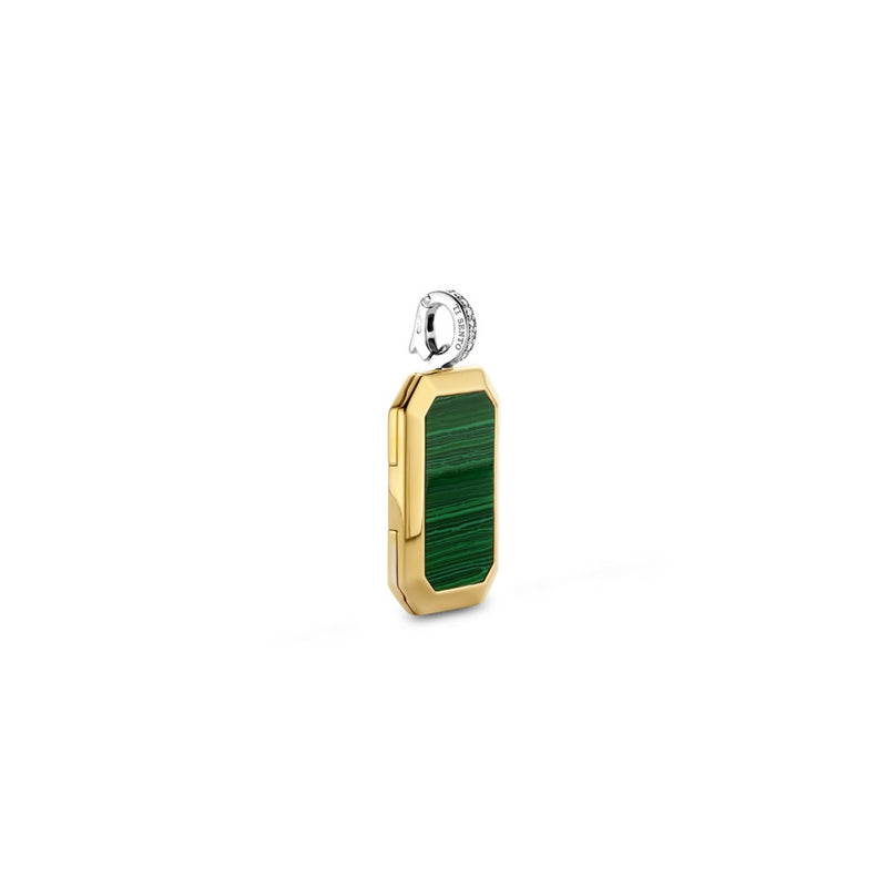 Pendente Ti Sento apribile in argento dorato con pietra verde e zirconi 6809MA Variante1