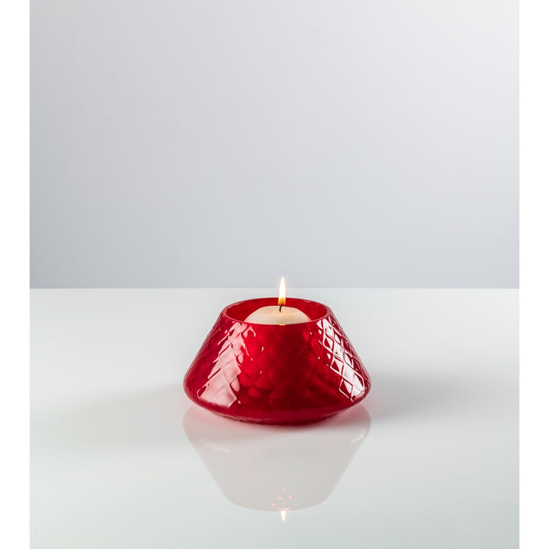 VENINI Portacandela Lele Rosso in Vetro Soffiato di Murano 100.73 Variante 1