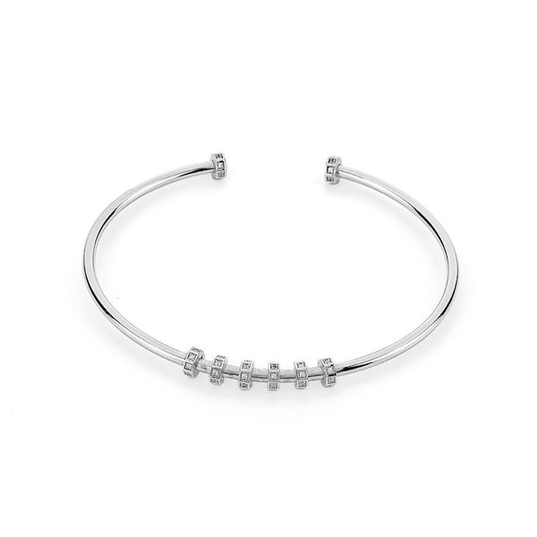 ROSATO Bracciale semirigido personalizzabile in argento e zirconi RZB038