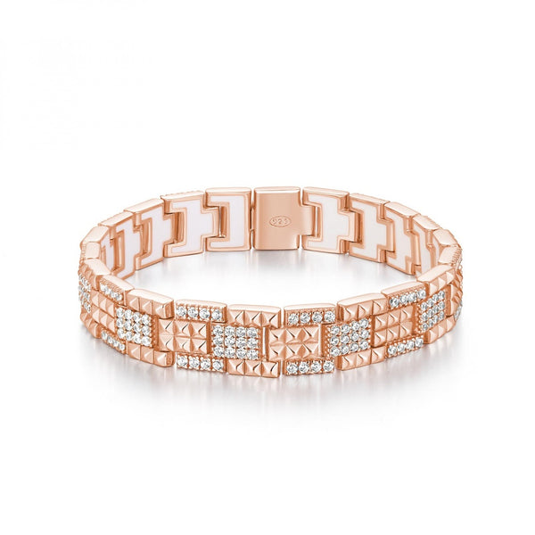 Rosato Bracciale donna Snodato in argento placcato oro rosa con zirconi bianchi RZCU56