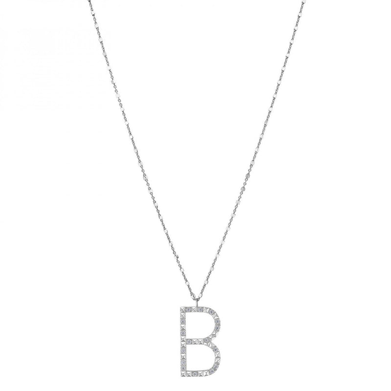 ROSATO Collana con pendente iniziale B in argento e zirconi RZCU02