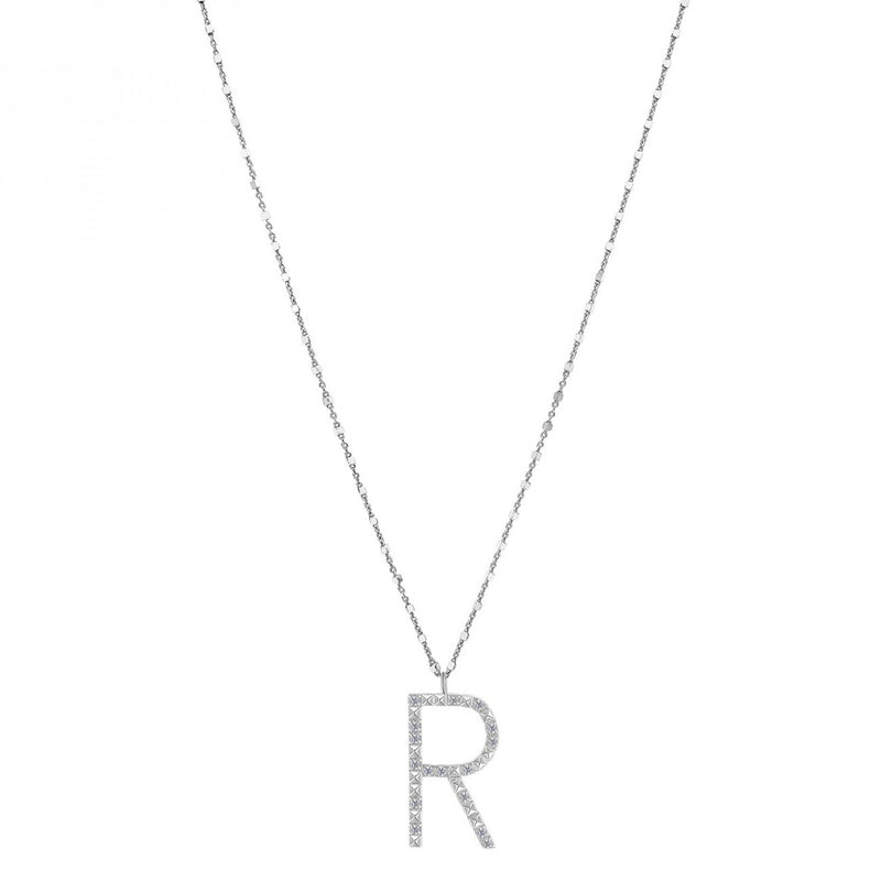 ROSATO Collana con pendente iniziale R in argento e zirconi RZCU18