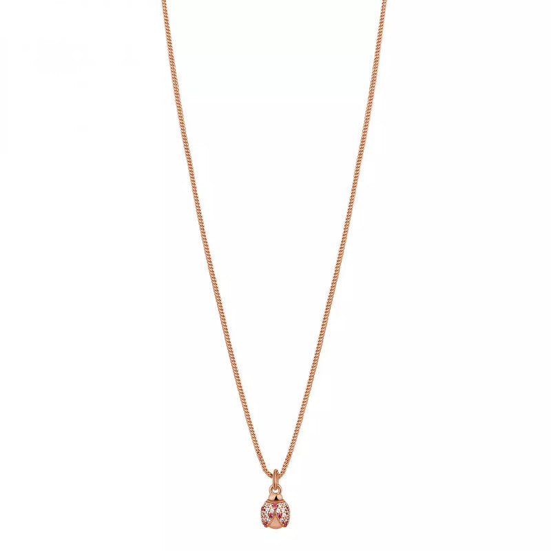 ROSATO Collana donna in argento placcato oro rosa con coccinella e zirconi bianchi e rossi RZAL022