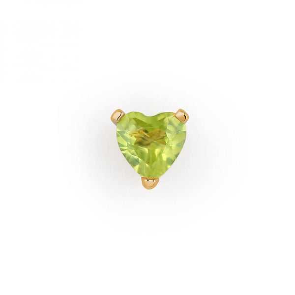 Mono orecchino donna Rosato in oro giallo 9 kt con pietra verde a forma di cuore RGAO003