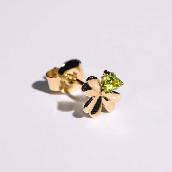 Mono orecchino donna Rosato in oro giallo 9 kt a forma di quadrifoglio con pietra verde RGAO006 Variante