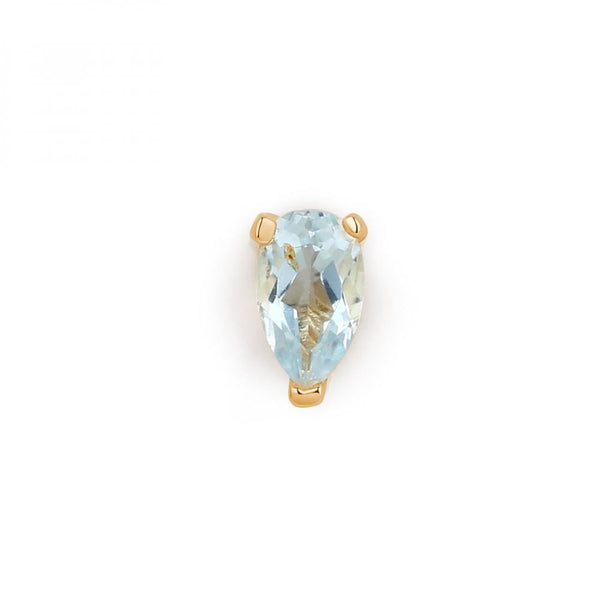 Mono orecchino donna Rosato in oro giallo 9 kt con topazio azzurro a goccia RGAO004
