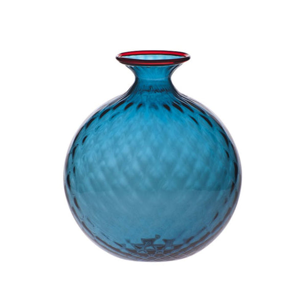 VENINI Vaso Monofiore Balloton Blu in Vetro Soffiato di Murano 100.14