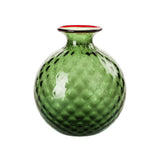 VENINI Vaso Monofiore Balloton Piccolo Verde in Vetro Soffiato di Murano 100.14