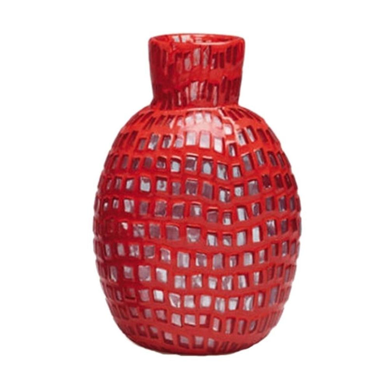 VENINI Vaso Occhi Cristallo e Rosso in Vetro Soffiato di Murano 520.00