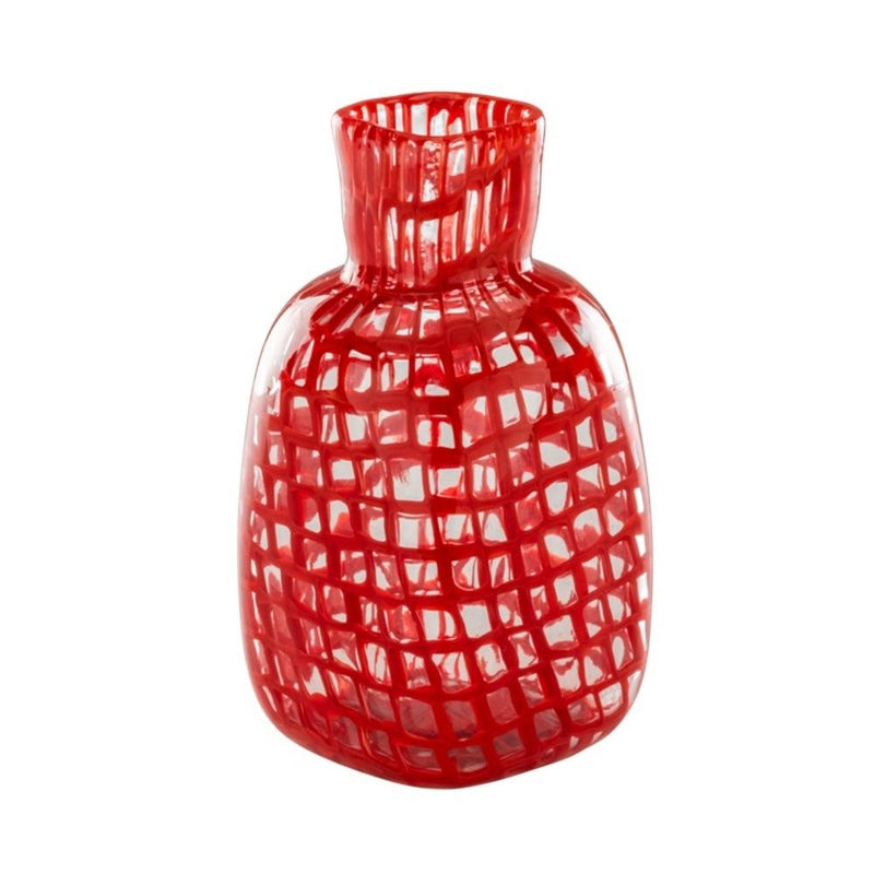 VENINI Vaso Occhi Cristallo e Rosso in Vetro Soffiato di Murano 520.02