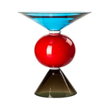Venini Vaso Oman in vetro soffiato di Murano colore acquamare, lattimo, rosso e talpa 787.01