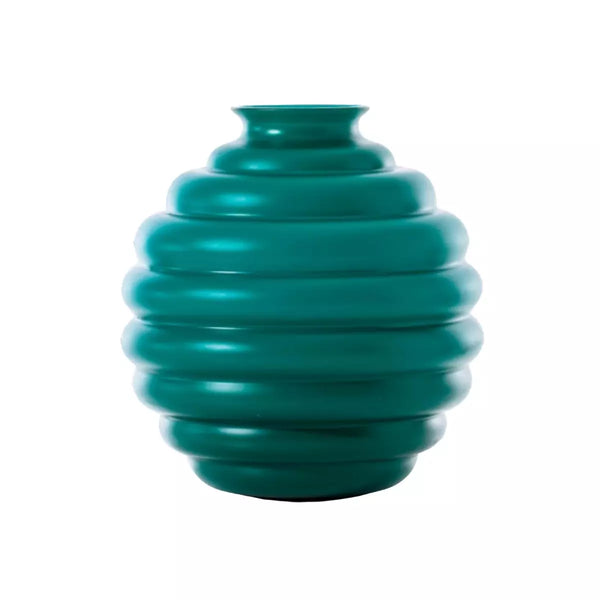 Vaso Venini Deco Verde Paraiba Sabbiato Piccolo in Vetro Soffiato di Murano 707.08 
