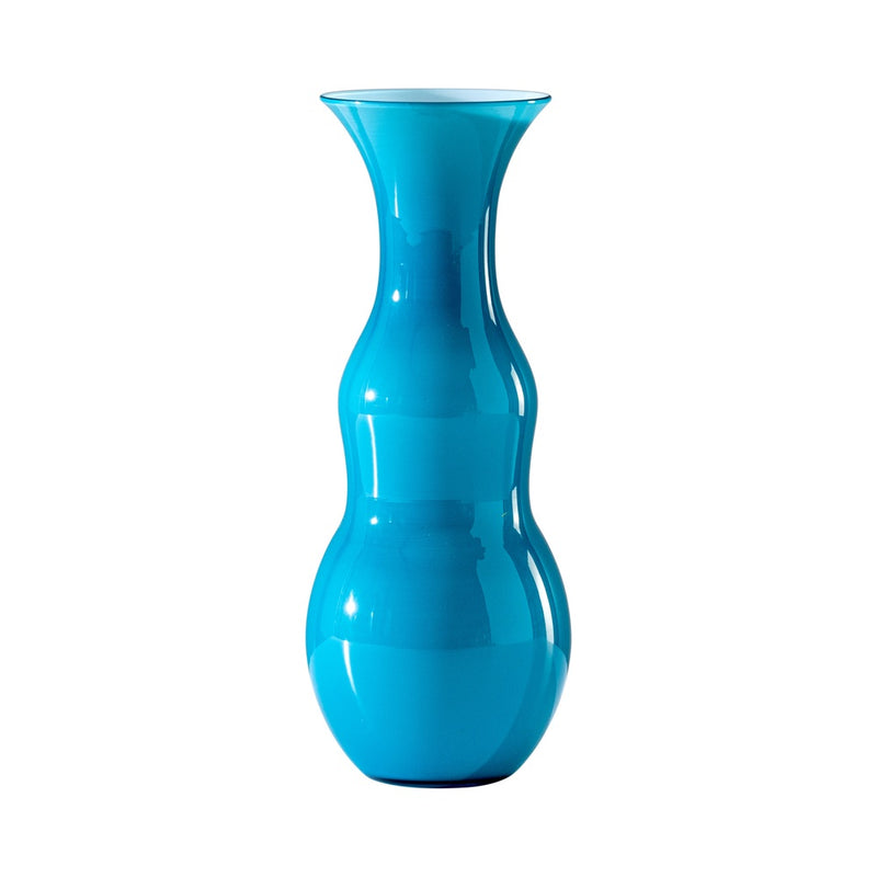 VENINI Vaso Opalino Pigmenti Piccolo Blu Orizzonte interno Lattimo in Vetro Soffiato di Murano 516.85