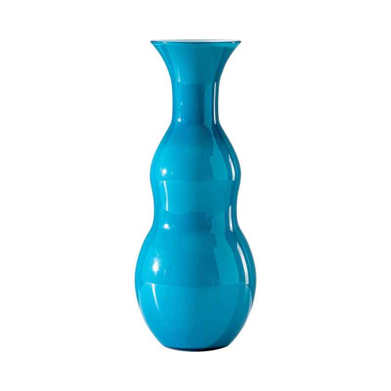 VENINI Vaso Opalino Pigmenti Grande Blu Orizzonte interno Lattimo in Vetro Soffiato di Murano 516.86